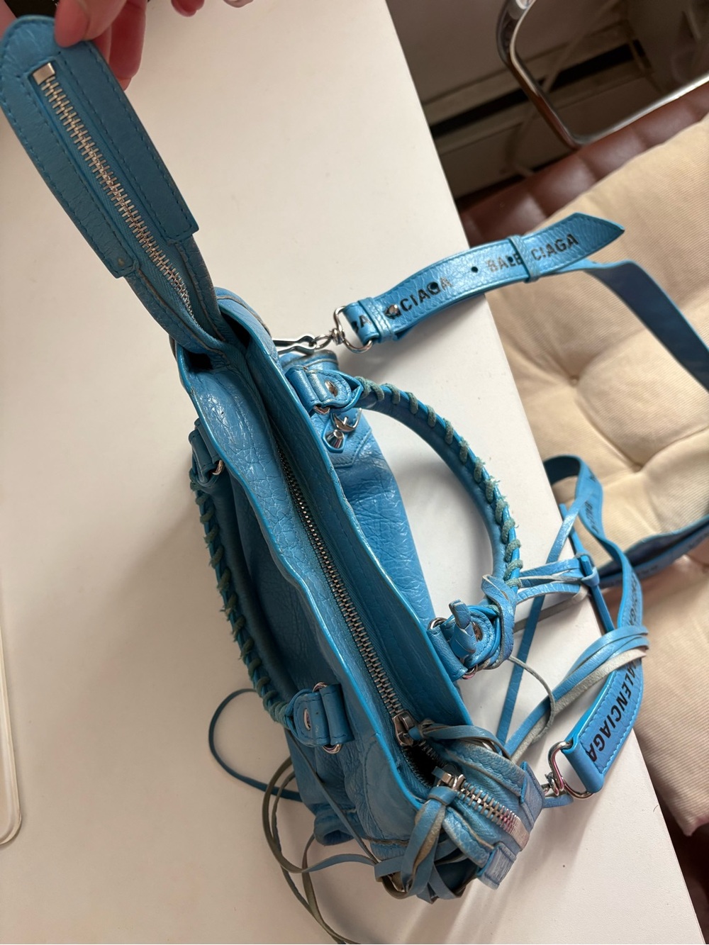 Balenciaga Turquoise Blue Classic Mini City Crossbody - Picture 6 of 14